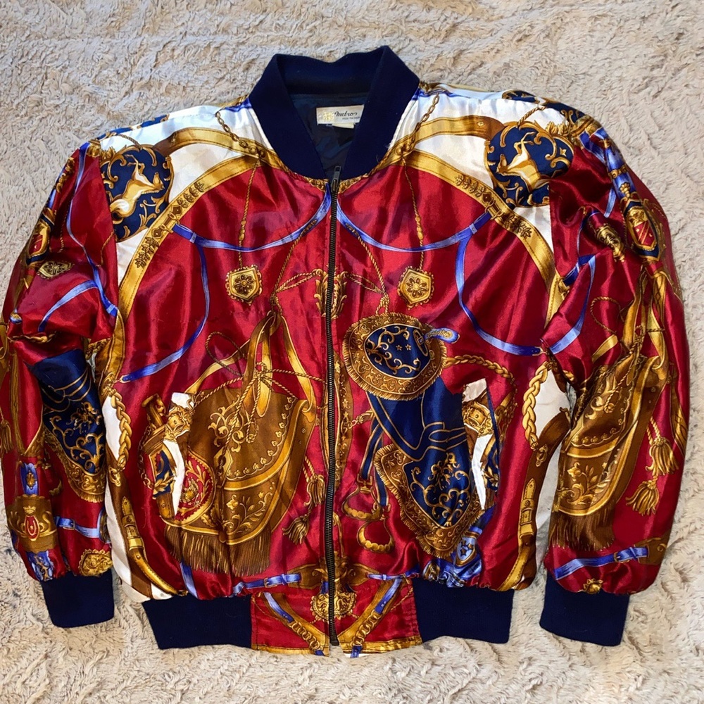 Vintage Silky baroque Steampunk Bomber Jacket xl